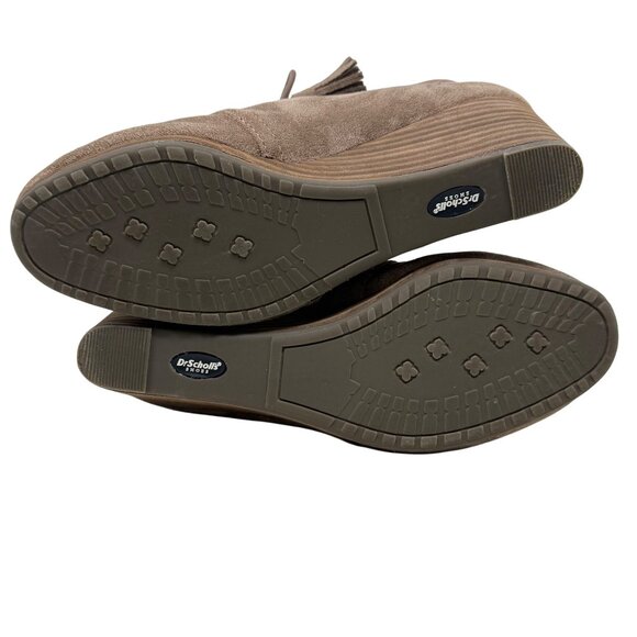 Dr. Scholls Womens Pierre Wedge Ankle Boots Booties Size 8M Tan Taupe Faux Suede - Picture 11 of 12